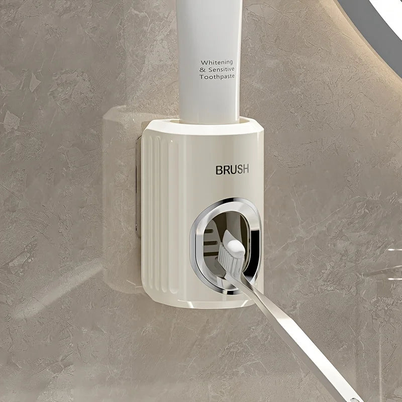 A Hole Free Wall Mounted Automatic Toothpaste Dispenser, A Toothpaste Storage Rack for Bathrooms, Households, and Bathrooms