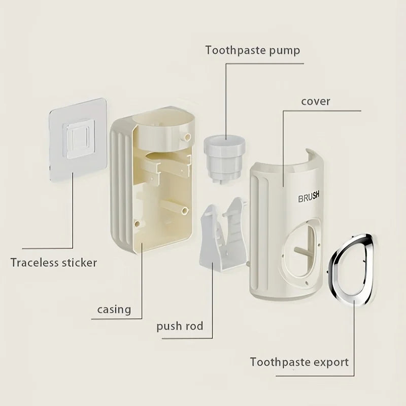 A Hole Free Wall Mounted Automatic Toothpaste Dispenser, A Toothpaste Storage Rack for Bathrooms, Households, and Bathrooms
